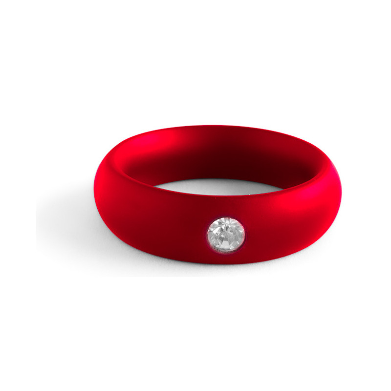 Black Label Cockring en métal Donut Strass Rouge